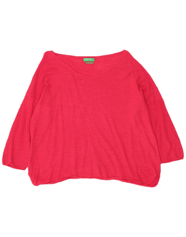 Maglione da donna oversize con scollo a barca Benetton UK 14 Cotone rosa medio