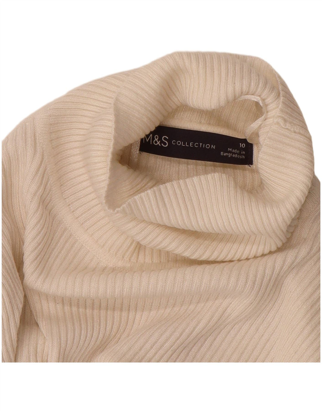 Maglione maglione a collo alto da donna Marks & Spencer UK 10 piccolo in viscosa bianca
