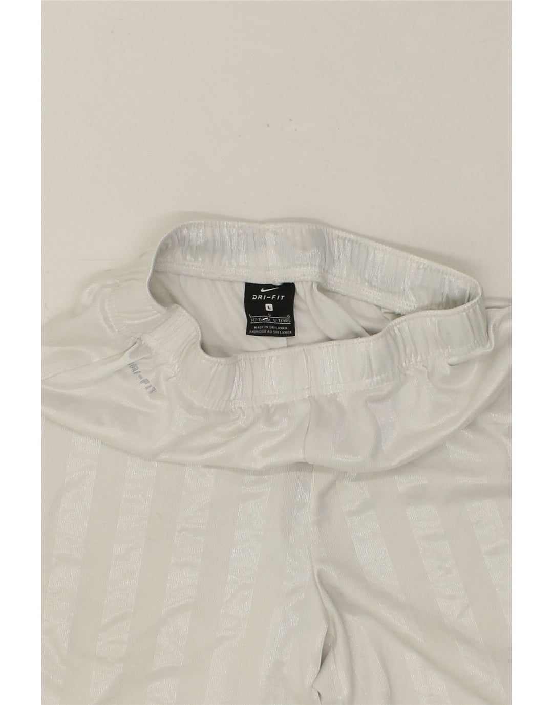 NIKE Boys Dri Fit Sport Shorts 12-13 Years Large White Striped Polyester Vintage Nike and Second-Hand Nike from Messina Hembry 