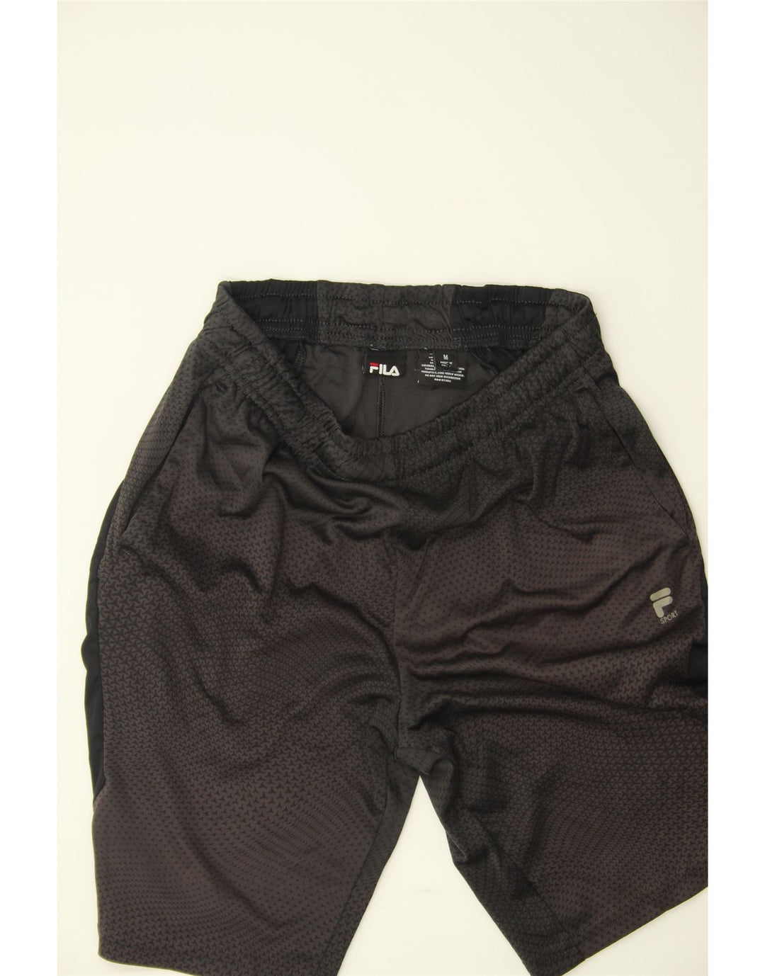 FILA Boys Sport Shorts 9-10 Years Medium Black Geometric Polyester Vintage Fila and Second-Hand Fila from Messina Hembry 