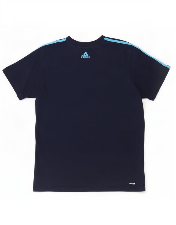 Adidas Uomo Climalite Graphic T-shirt Top Large Blu Navy in cotone
