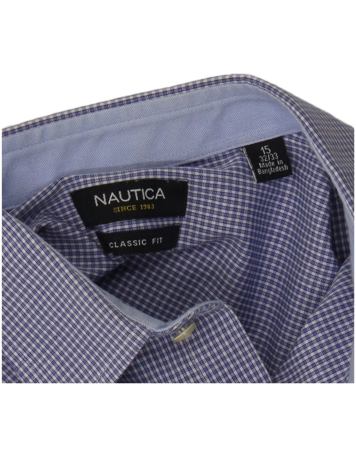Camicia da uomo NAUTICA vestibilità classica taglia 15 cotone a quadri blu medio