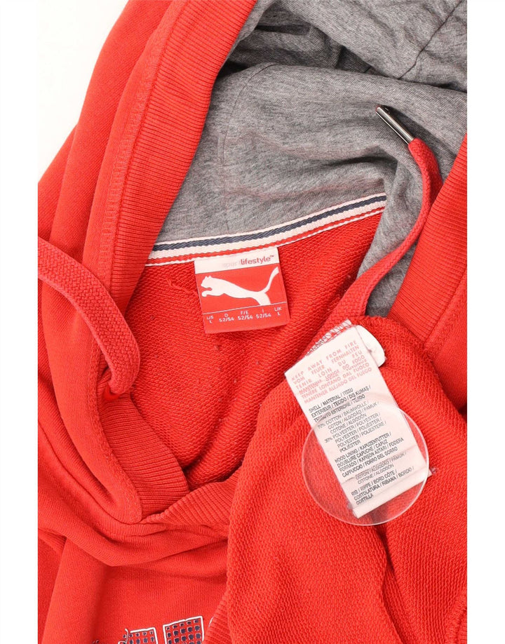 Felpa con cappuccio grafica da uomo Puma Large in cotone rosso