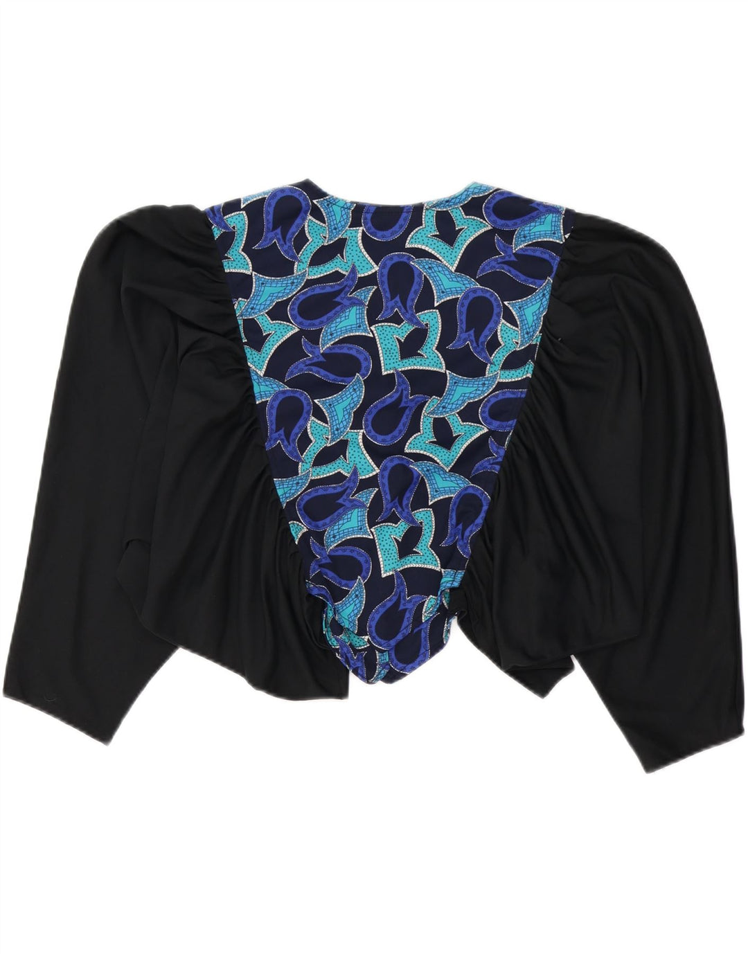 Camicetta da donna con motivo astratto corto VINTAGE UK 16 grande nera