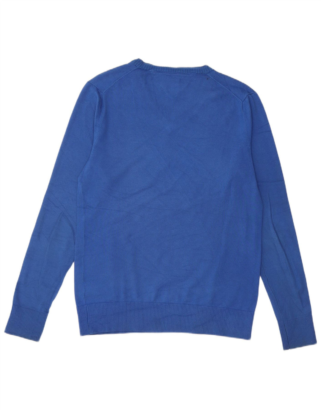 Maglione maglione con scollo a V da uomo Tommy Hilfiger in cotone blu medio