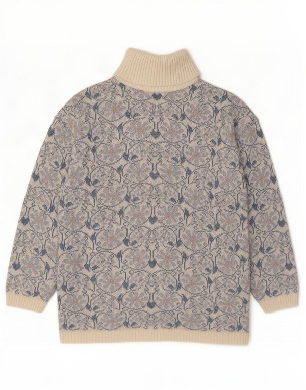 Maglione maglione da donna a collo alto Bernardi UK 16 grande floreale blu