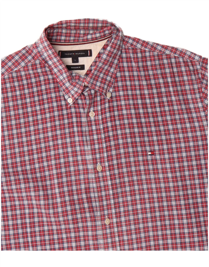 Camicia da uomo Regular Fit Tommy Hilfiger, cotone a quadri rossi grandi