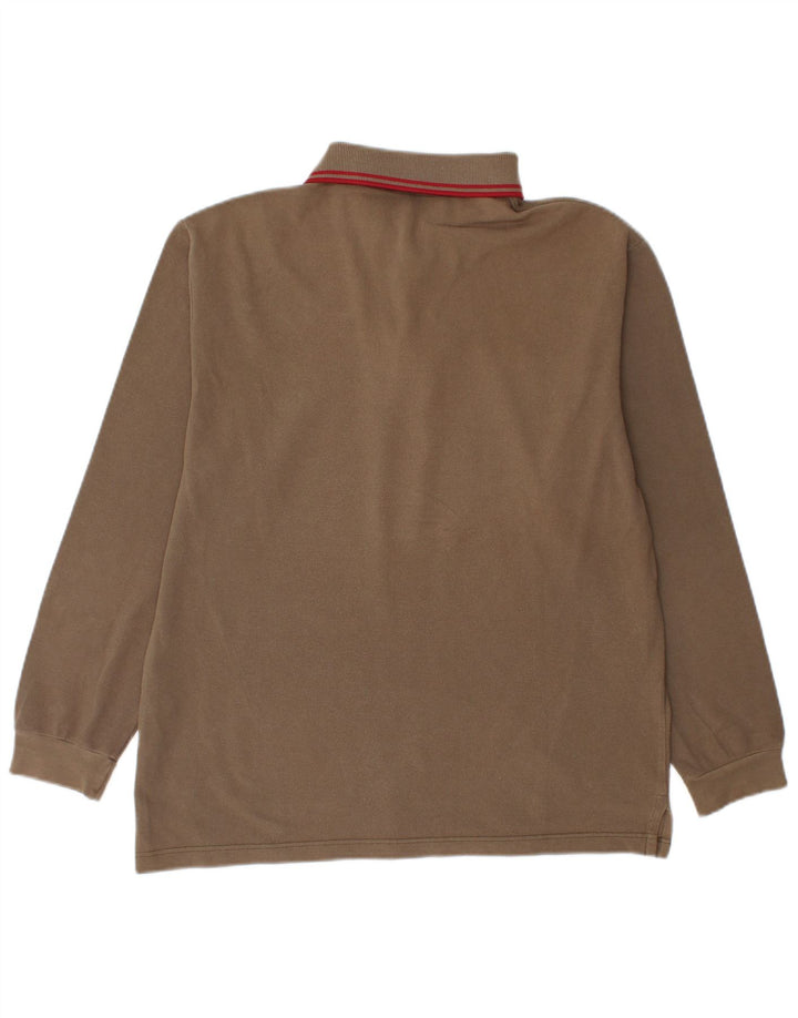 Polo da uomo a maniche lunghe Fred Perry in cotone beige medio