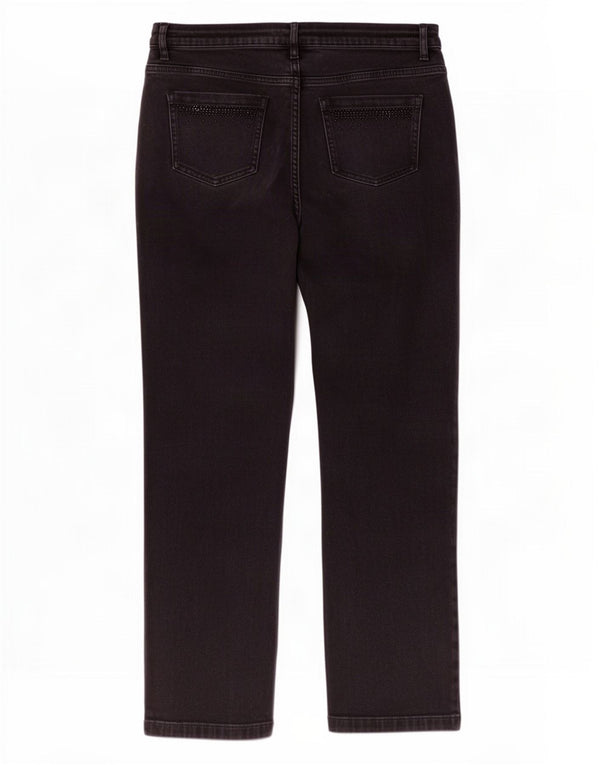 Jeans dritti da donna Marks & Spencer UK 18 XL W36 L29 Cotone nero
