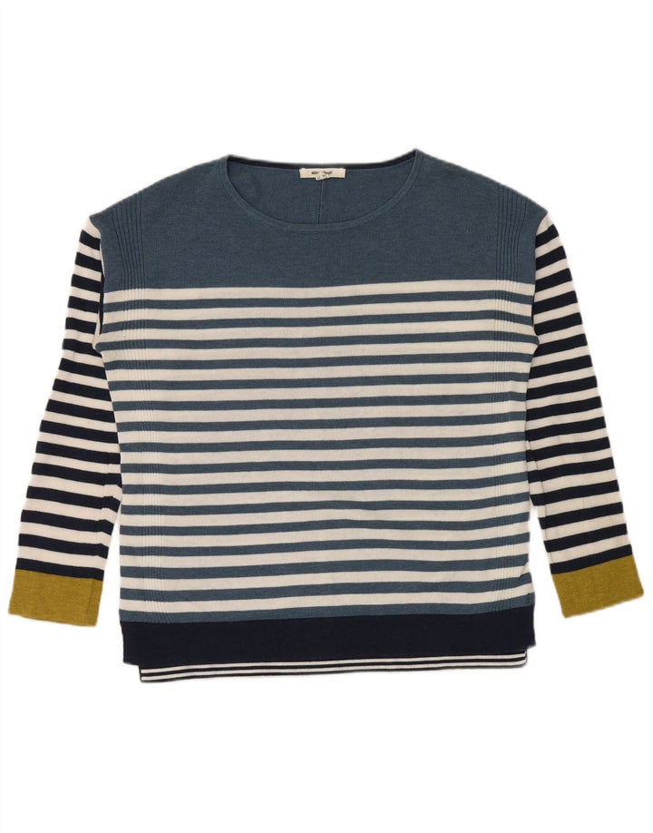 Maglione maglione con scollo a barca da donna di White Stuff UK 8 piccolo a righe blu