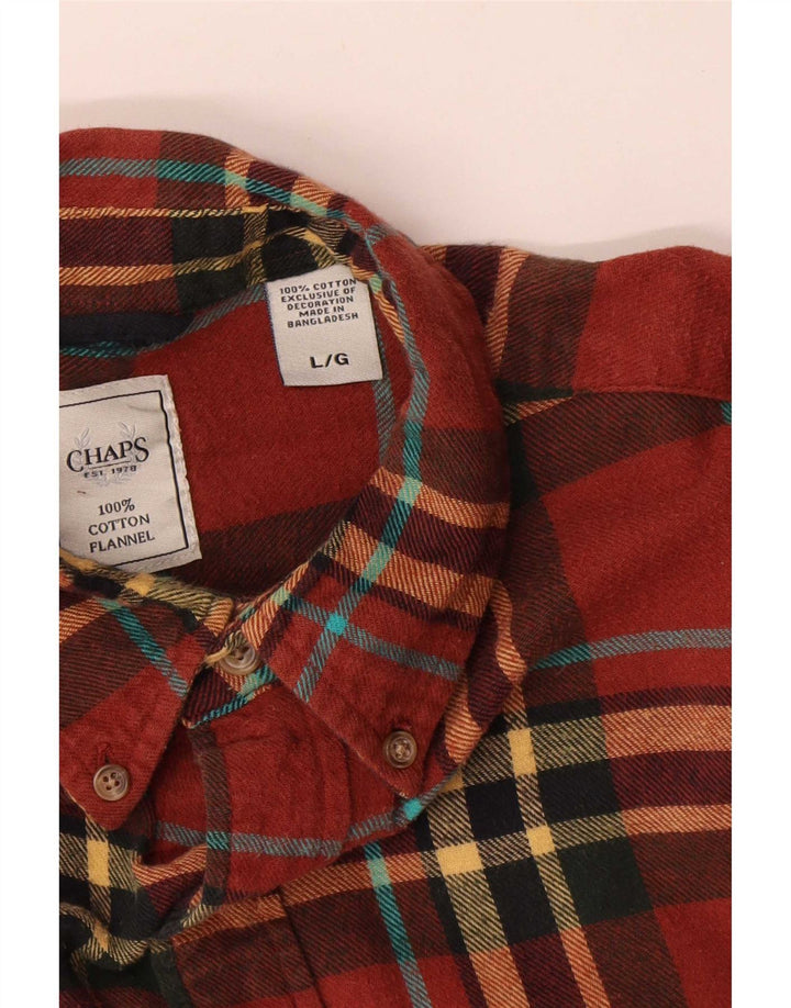 Chaps Camicia da uomo in flanella di cotone a quadri marroni grandi