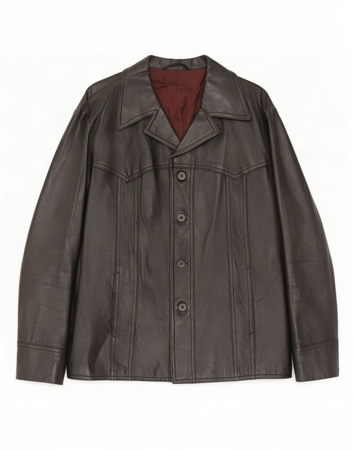 Giacca in pelle vintage da uomo UK 36 piccola nera