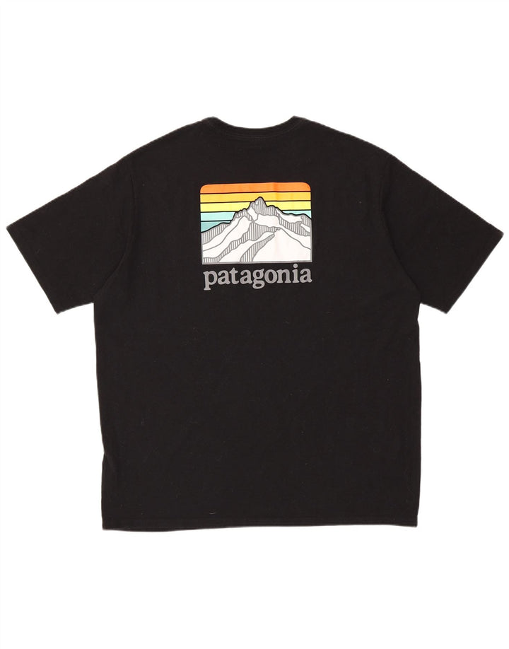 PATAGONIA T-shirt grafica da uomo con vestibilità regolare, top grande in cotone nero