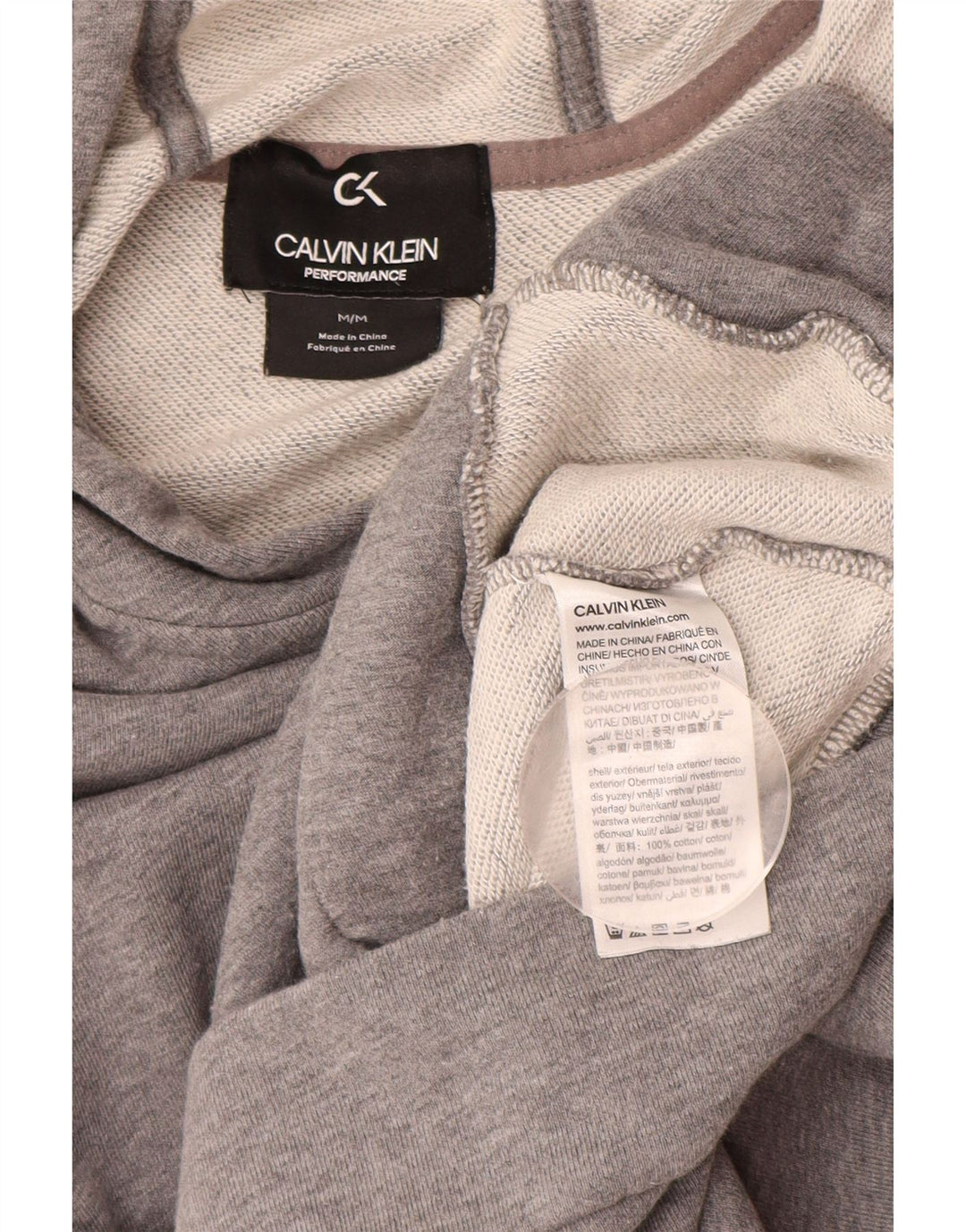 CALVIN KLEIN Felpa con cappuccio e zip Performance da donna UK 12 Grigio medio