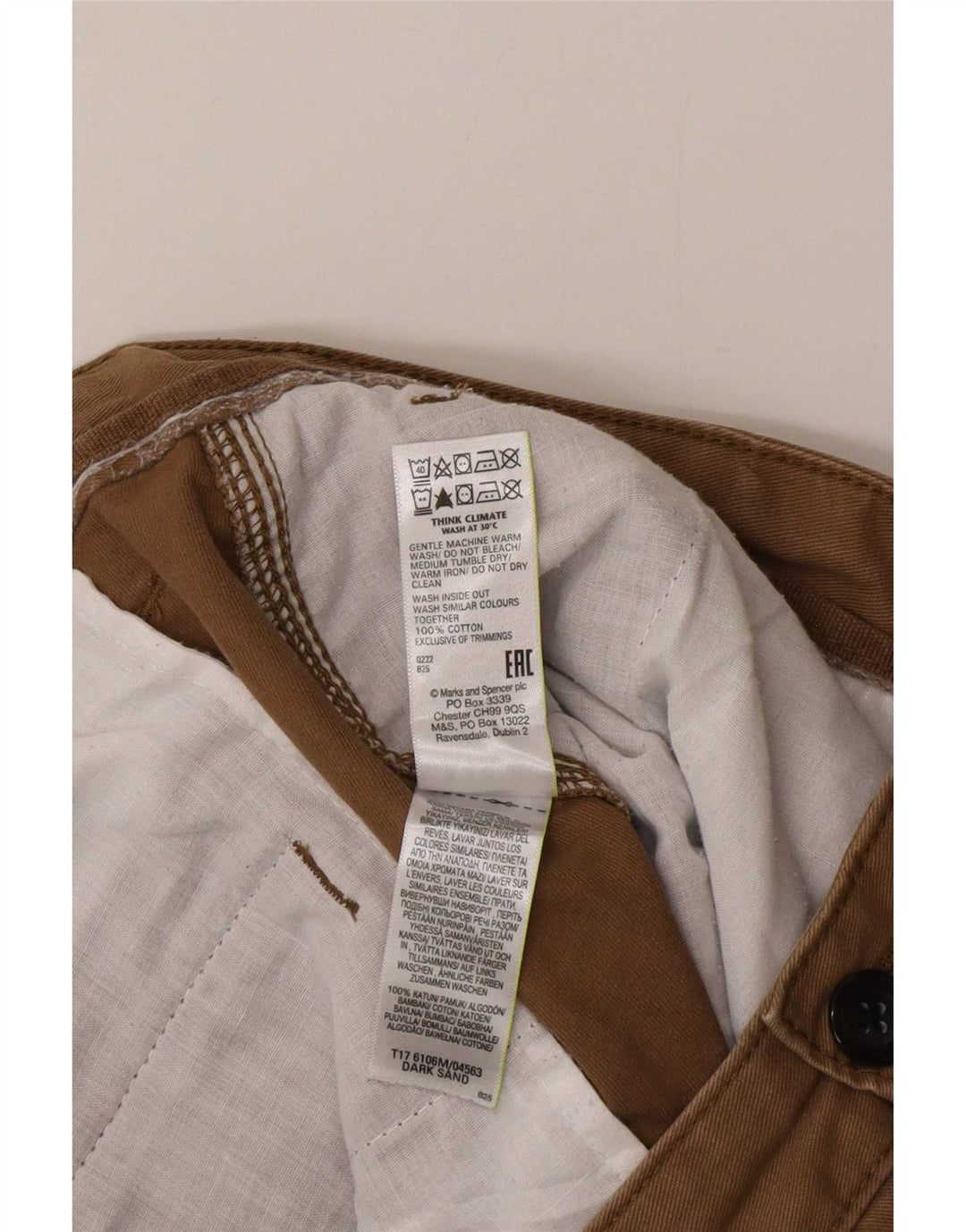 Pantaloni cargo affusolati da uomo Marks & Spencer W38 L29 cotone marrone