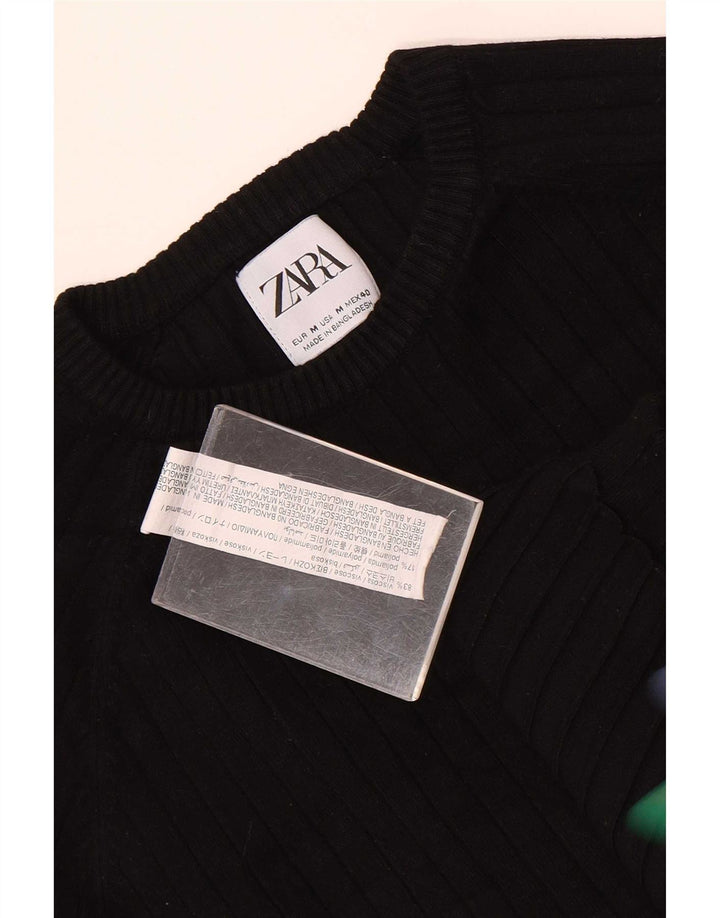 Maglione Zara da uomo girocollo in viscosa nera media
