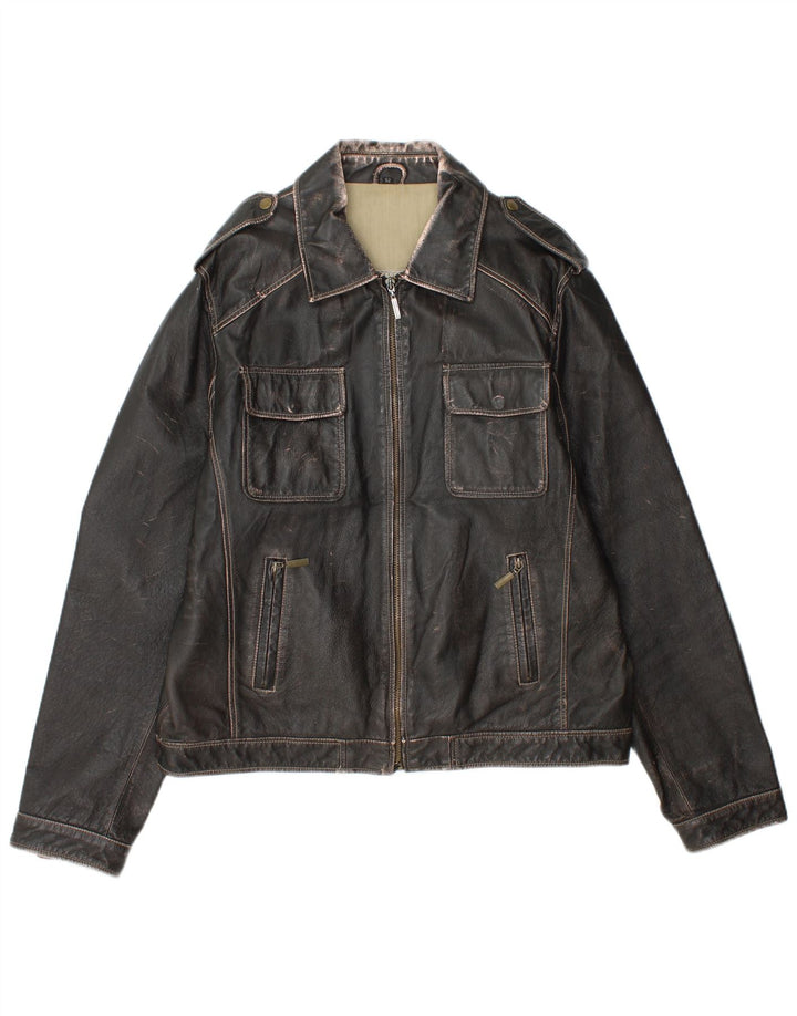 Giacca in pelle militare da donna Le Frog IT 52 2XL Nera