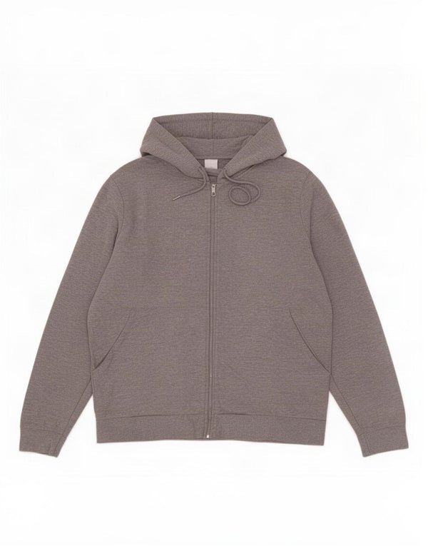 Maglione con cappuccio e zip da uomo Zara XL in cotone chiazzato grigio