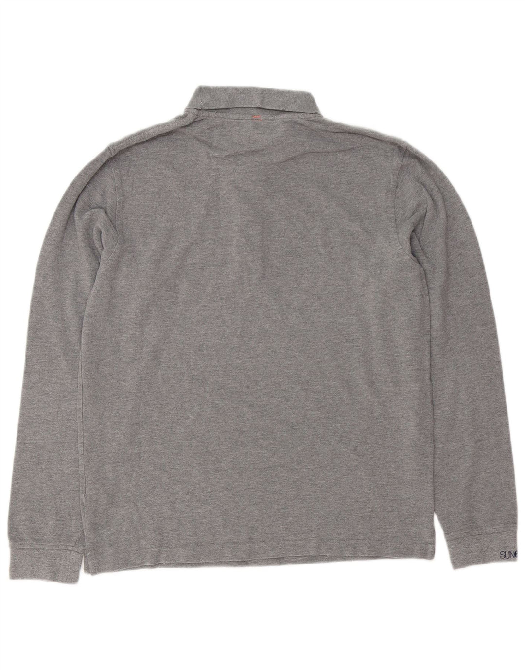 Polo da uomo a maniche lunghe Sun68 grande in cotone grigio