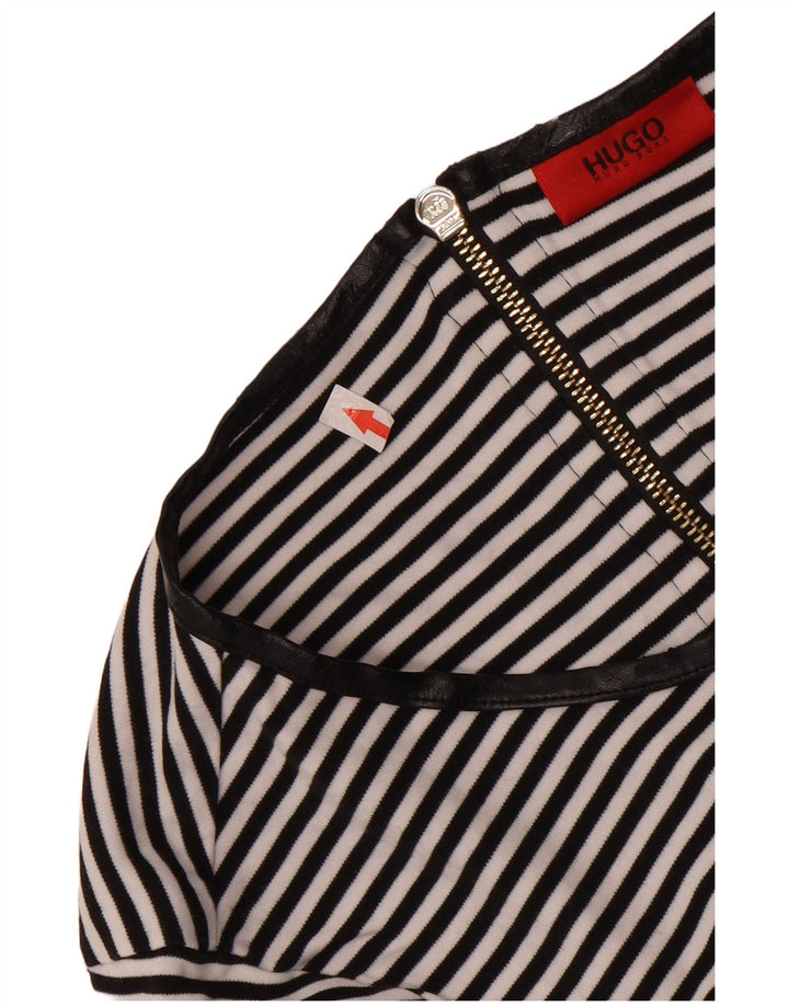 Top da donna a maniche lunghe Hugo Boss UK 12 medio nero a righe