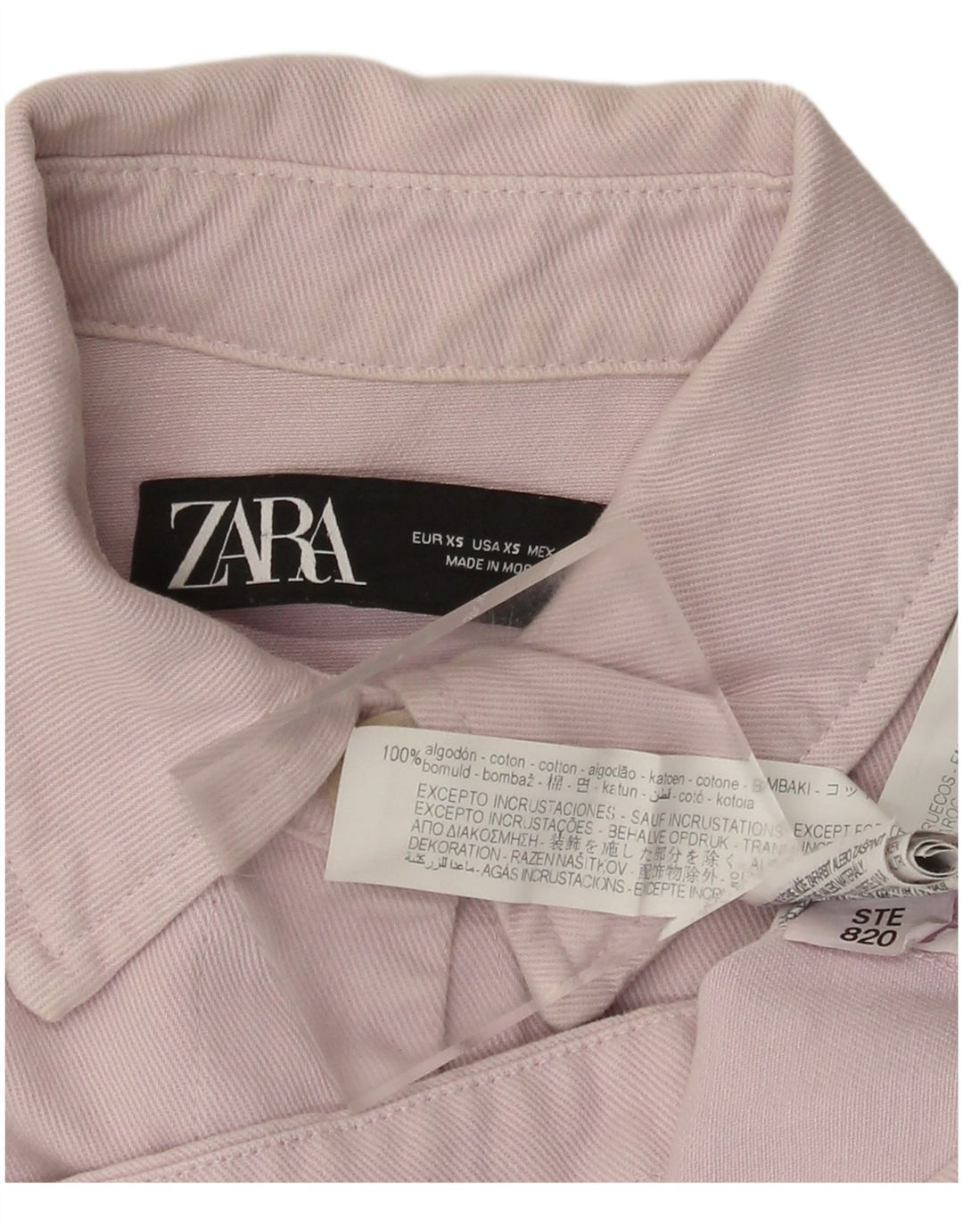 Giacca di jeans corta oversize da donna Zara UK 6 XS cotone rosa