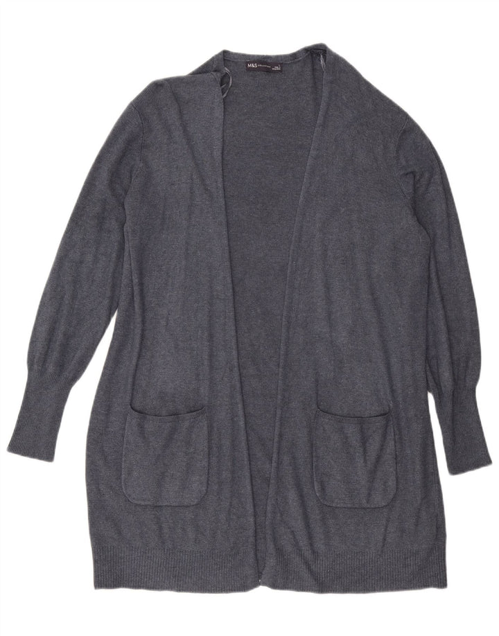 MARKS & SPENCER Maglione cardigan aperto lungo da donna UK 16 grande blu