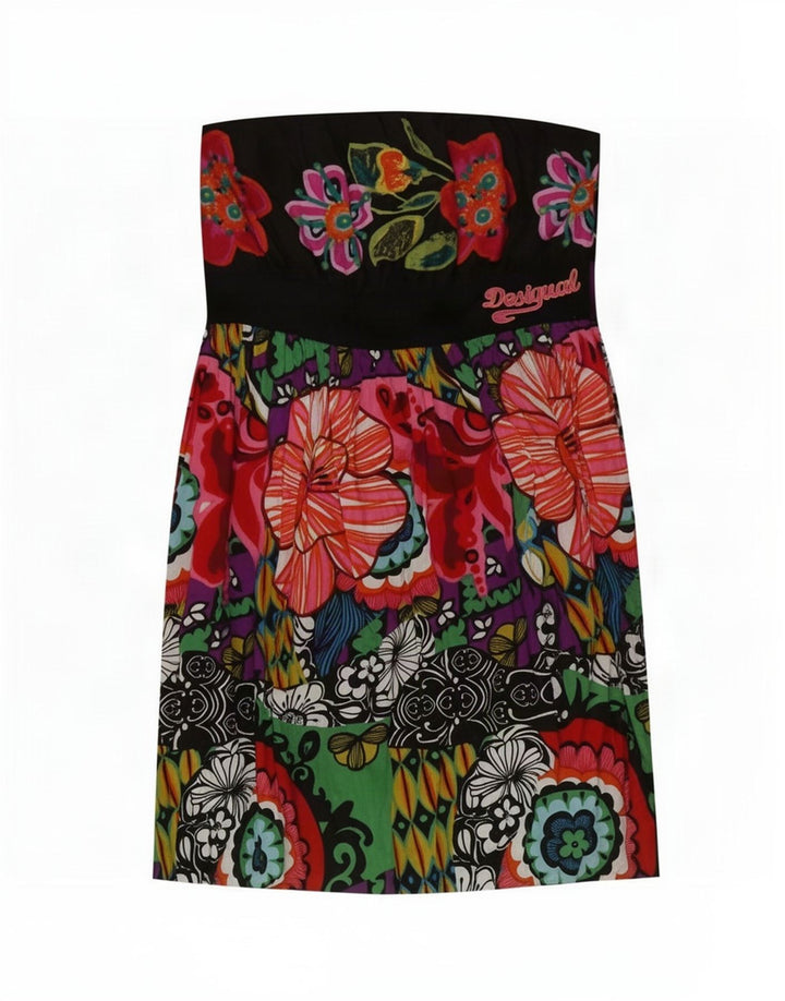 Desigual Mini abito senza spalline da donna EU 42 Grande floreale multicolore
