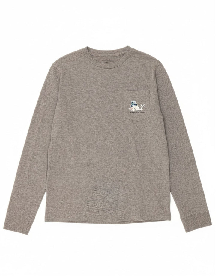 VINEYARD VINES Boys Graphic Top Long Sleeve 15-16 Years Large  Grey Cotton