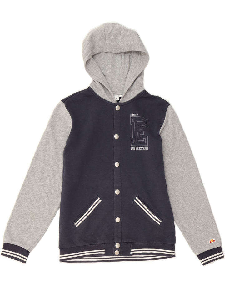 ELLESSE Boys Graphic Varsity Jacket 11-12 Years Navy Blue Colourblock Vintage Ellesse and Second-Hand Ellesse from Messina Hembry 