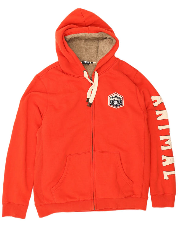 Felpa con cappuccio con zip grafica da uomo Animal XL in cotone rosso