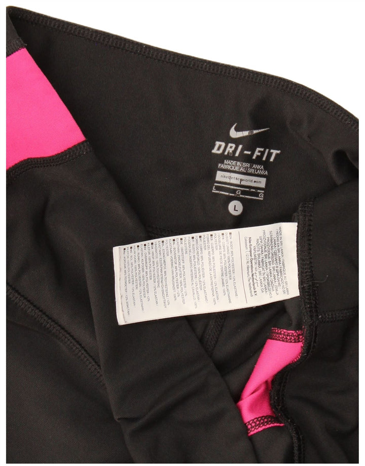 Leggings Nike Dri Fit da donna UK 14 Large Nero Colourblock Poliestere