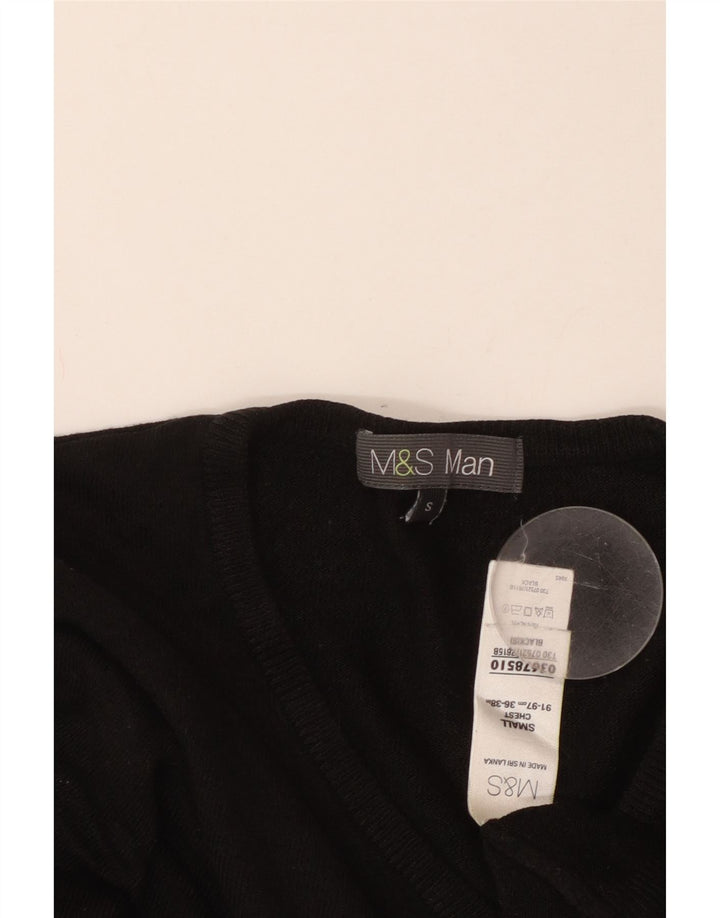 MARKS & SPENCER Maglione da uomo con scollo a V piccolo acrilico nero