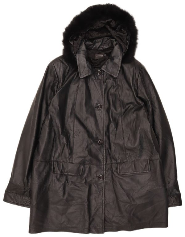 Cappotto in pelle con cappuccio da donna Oviesse IT 52 2XL Nero