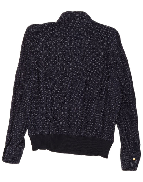 Camicetta da donna VINTAGE UK 16 Large in viscosa maculata blu navy