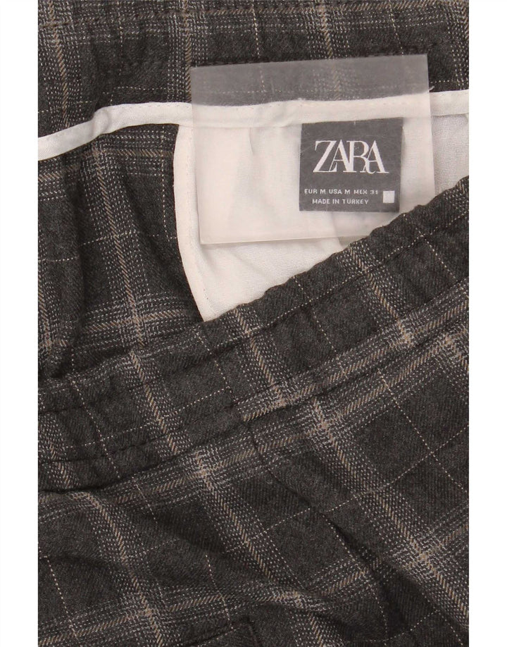 Pantaloni chino affusolati da uomo Zara medi W31 L30 a quadri grigi