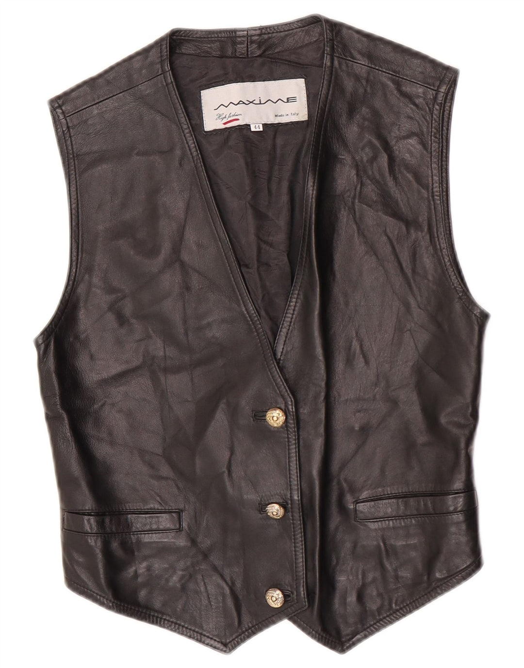 Gilet in pelle corta da donna Maxime IT 44 medio nero