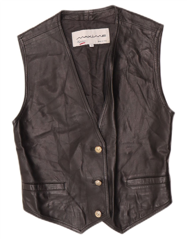 Gilet in pelle corta da donna Maxime IT 44 medio nero