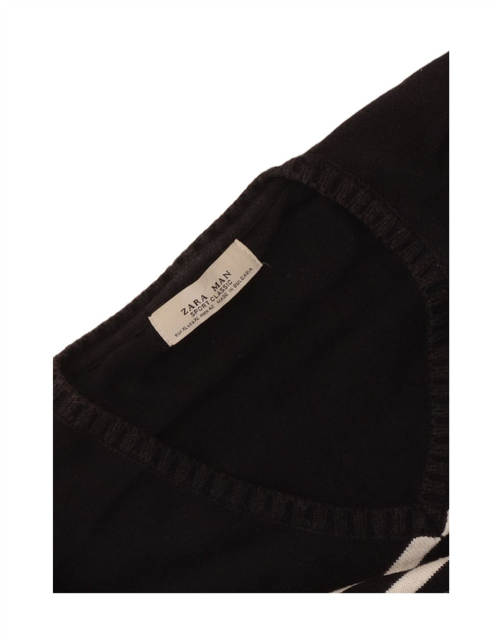 Maglione Zara da uomo con scollo a V XL a righe nere
