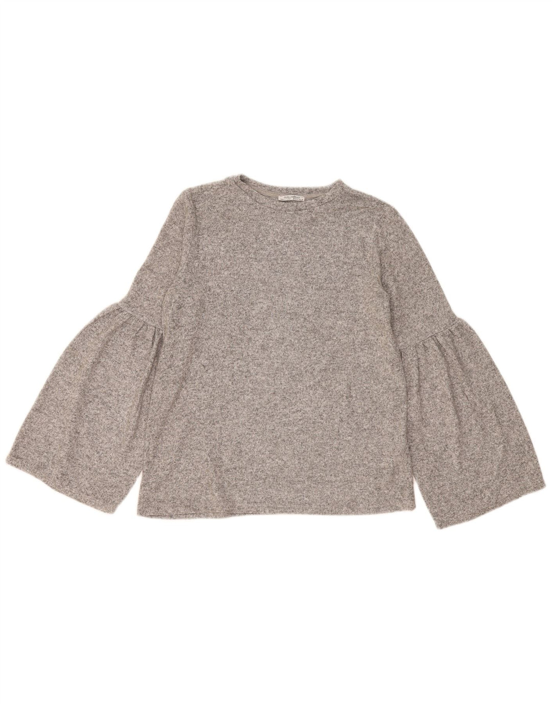 Top Zara Trafaluc da donna oversize a maniche lunghe UK 10 piccolo grigio chiazzato