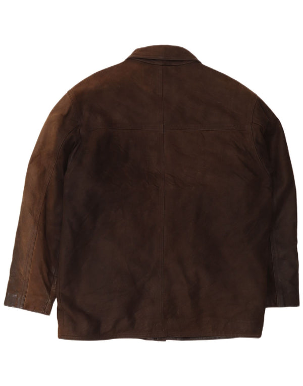 Giacca in pelle da uomo vestibilità regolare Marlboro Classics UK 40 grande marrone classica