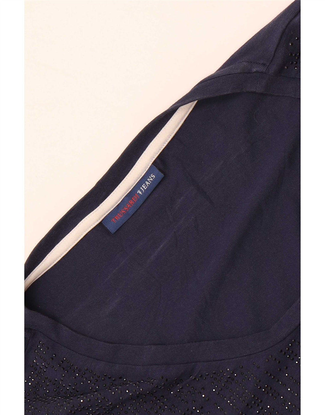 T-shirt da donna Trussardi Jeans Top UK 14 Medium Blu Navy