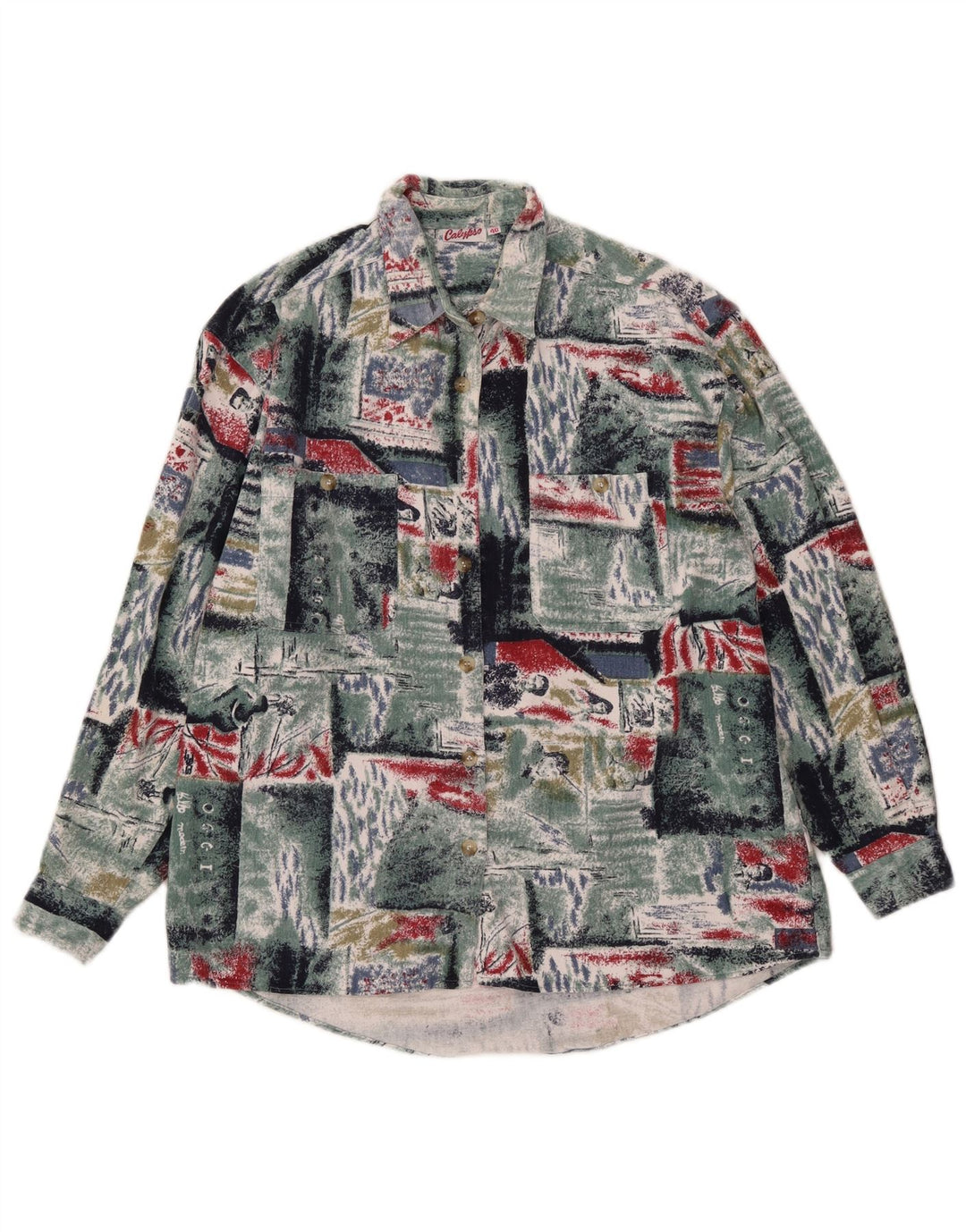 Camicia in flanella da uomo Calypso taglia 40 cotone patchwork medio multicolore