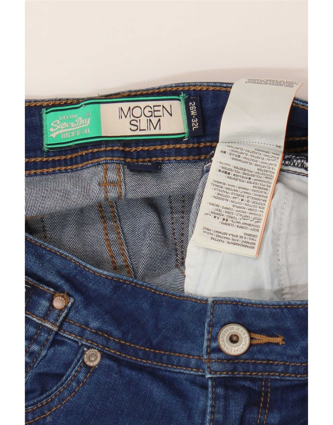 Jeans Superdry Imogen Slim da donna W26 L32 cotone blu