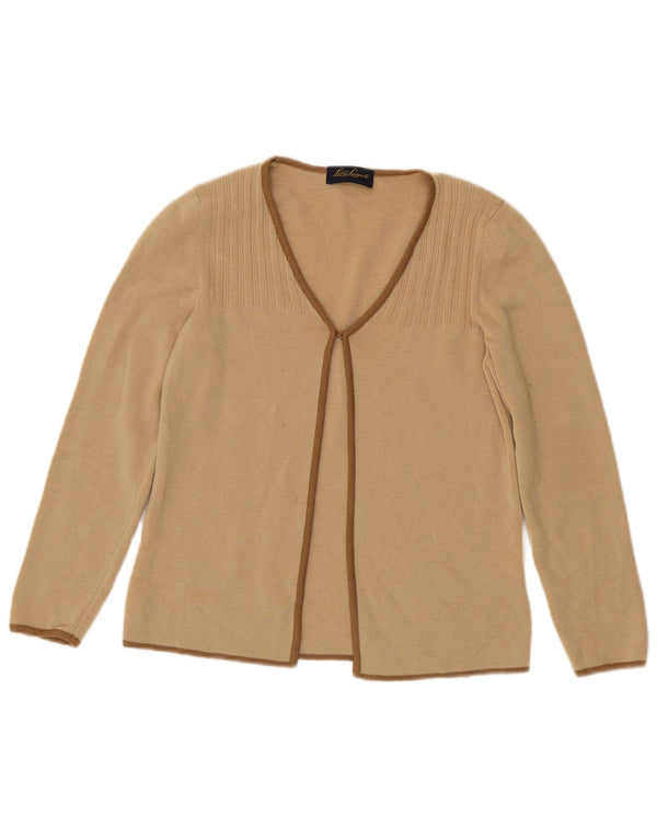 Luisa Spagnoli maglione cardigan con maniche a 3/4 da donna UK 10 piccolo beige