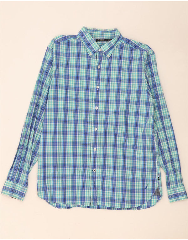 Camicia da uomo Nautica in cotone a quadri grandi blu