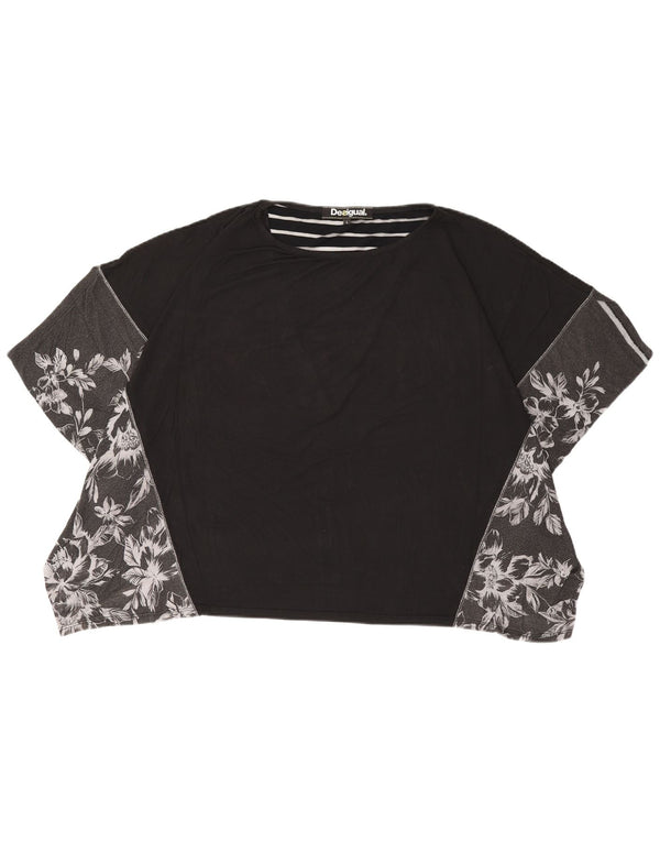 Desigual T-shirt oversize da donna Top UK 16 Large Black Floral