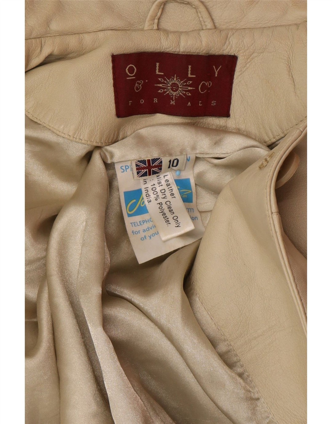 Cappotto in pelle da donna OLLY & CO UK 10 Piccolo in pelle beige