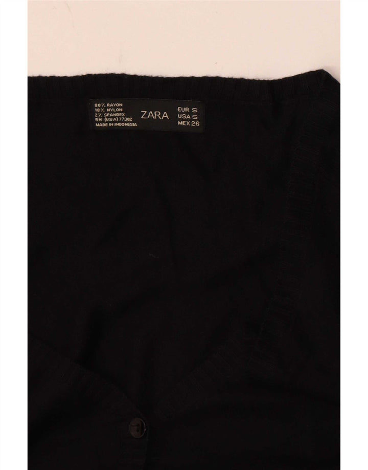 Maglione cardigan corto da donna Zara UK 8 piccolo rayon nero