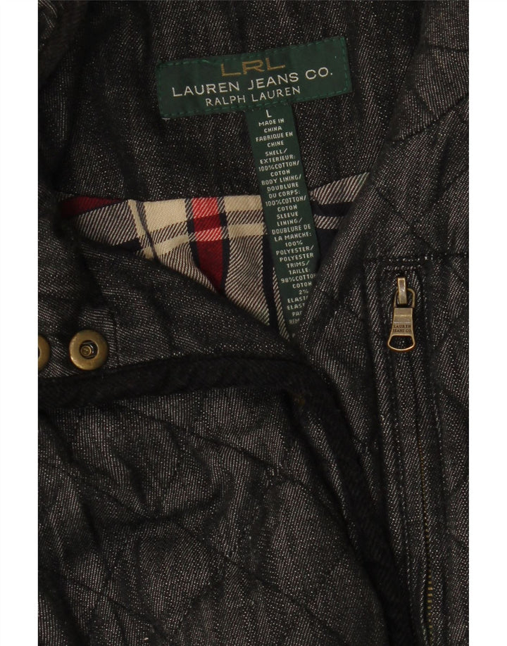 Giacca trapuntata da donna Ralph Lauren UK 16 grande cotone grigio