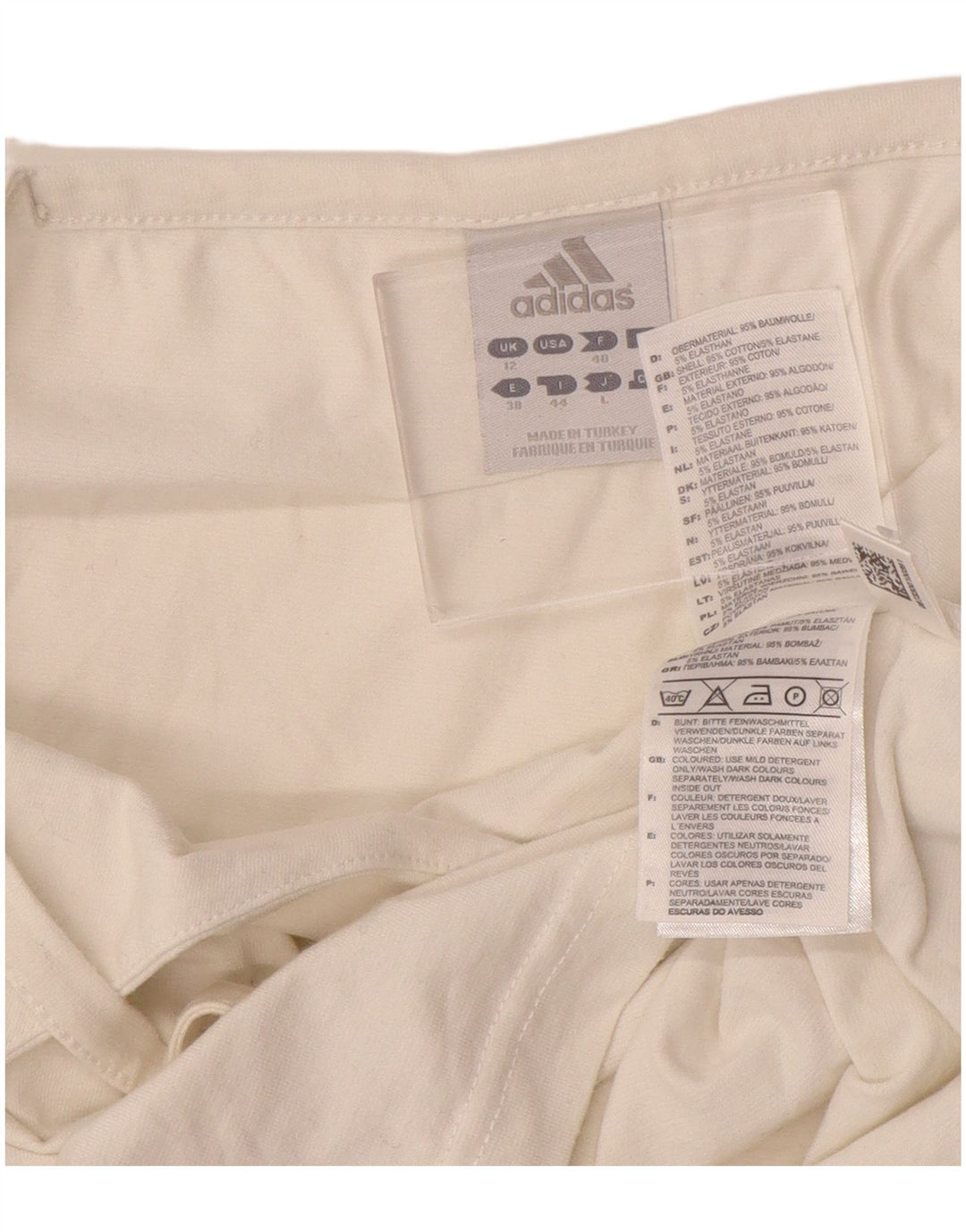 Top corto ADIDAS da donna UK 12 cotone bianco sporco medio